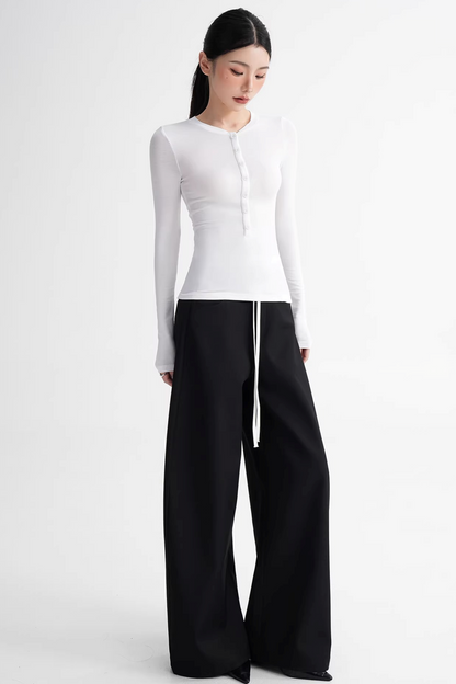 Elegant Color-Blocking Wide-Leg Pants