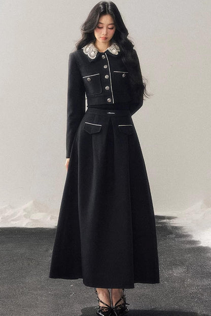 Whisper Lace Winter Suit Skirt Set-Up