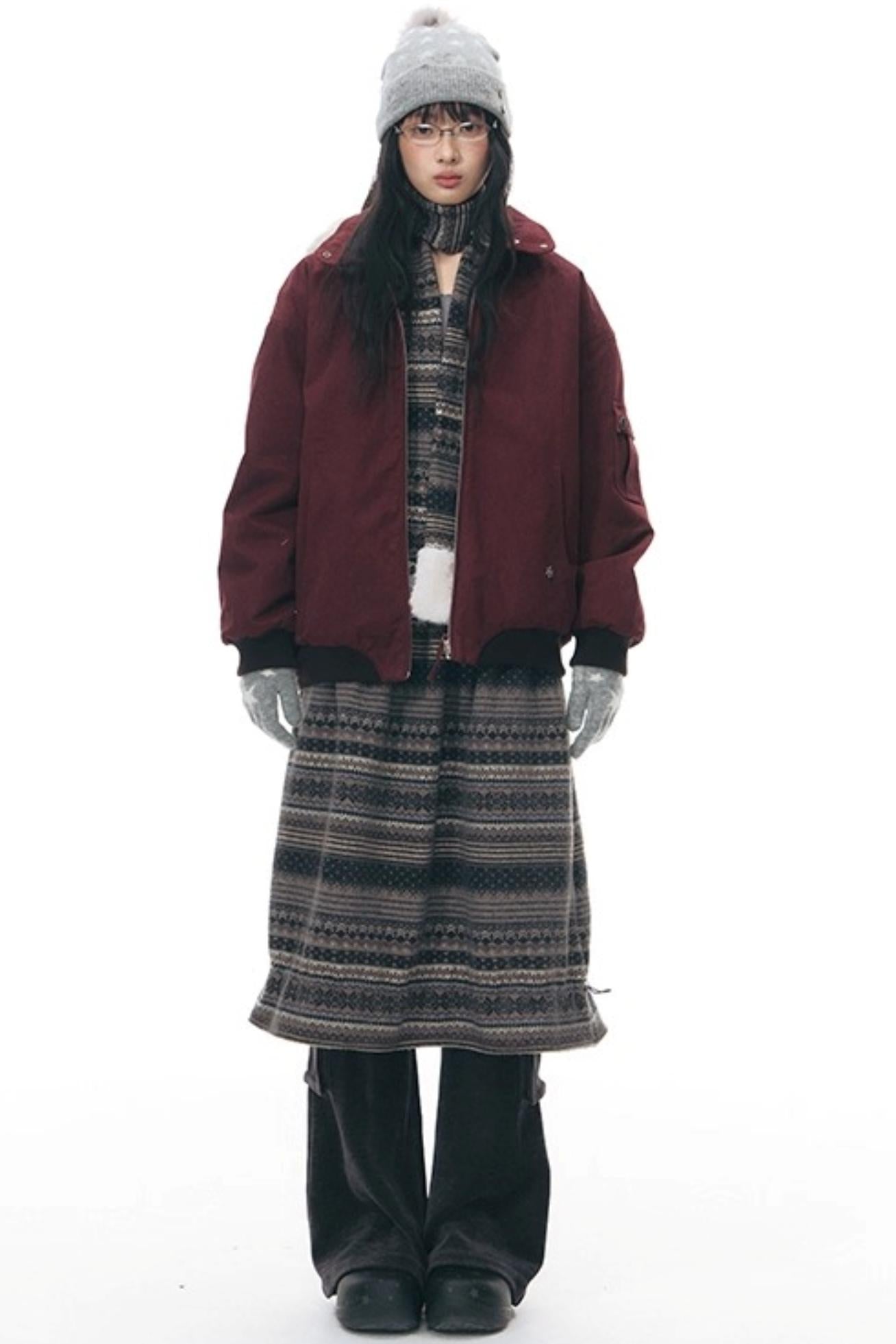 Knitted Patchwork Slim Dress Set-Up