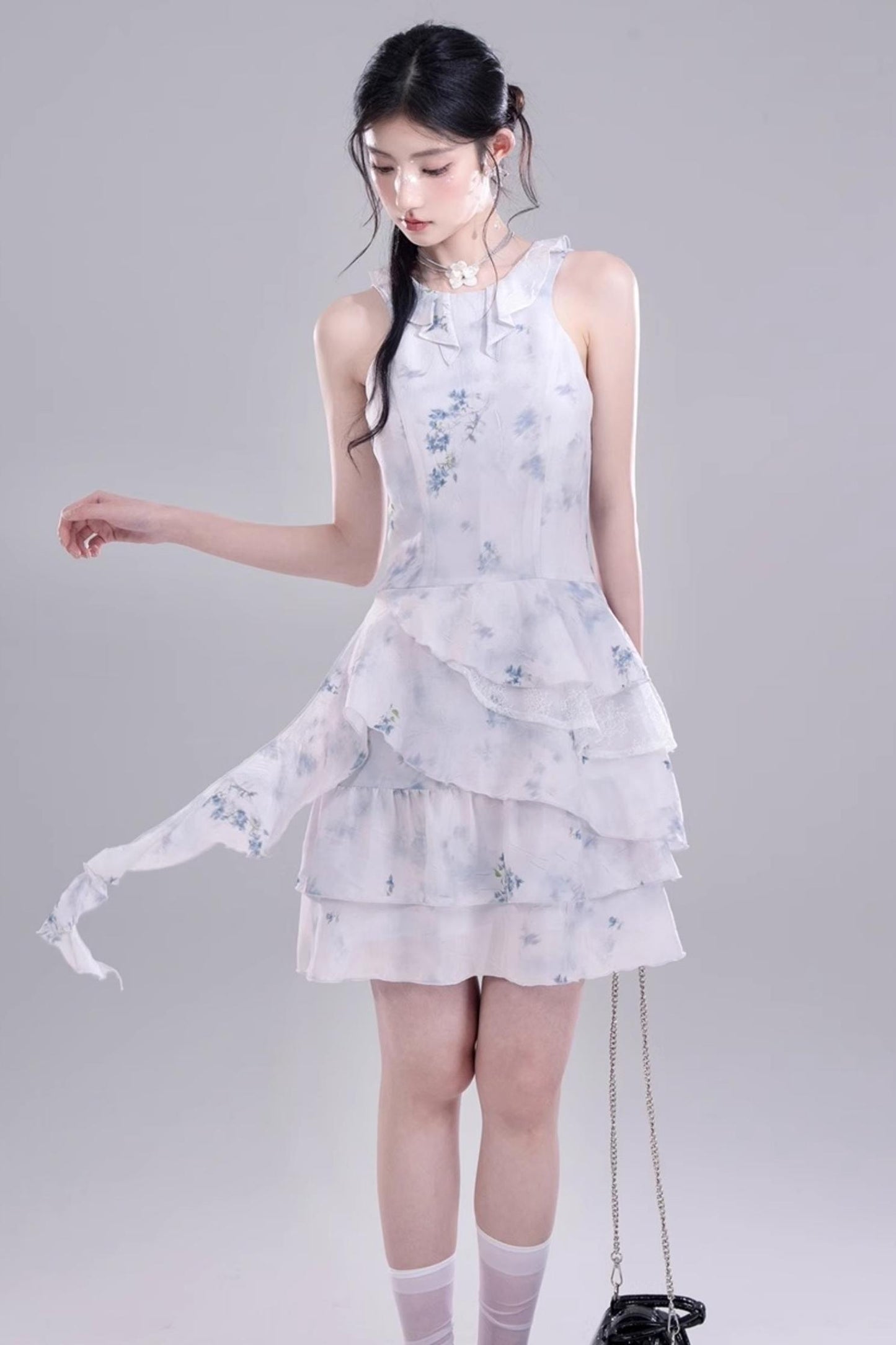 Fluid Floral Cascade Dress