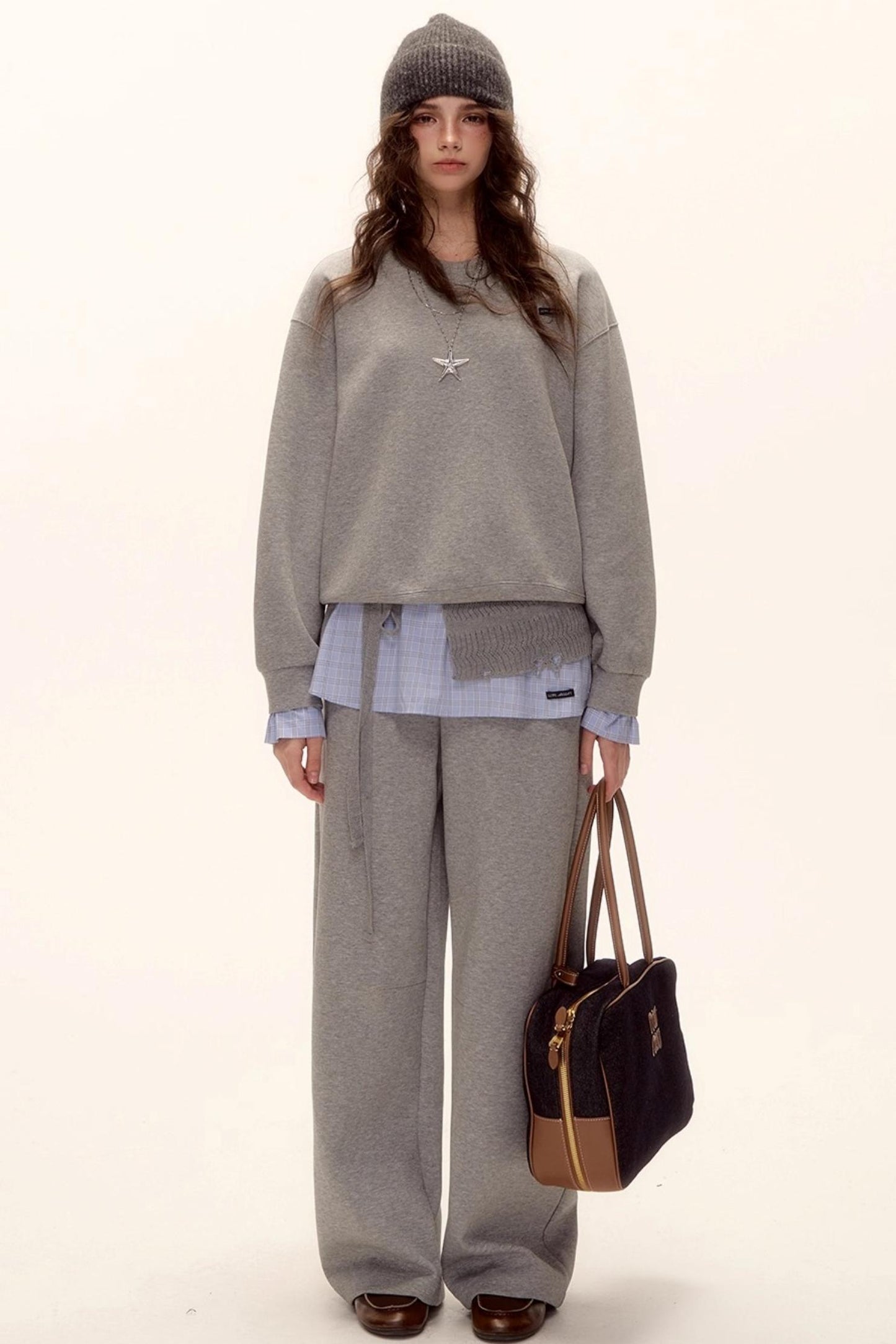 Plaid Patchwork Sweater Set-Up