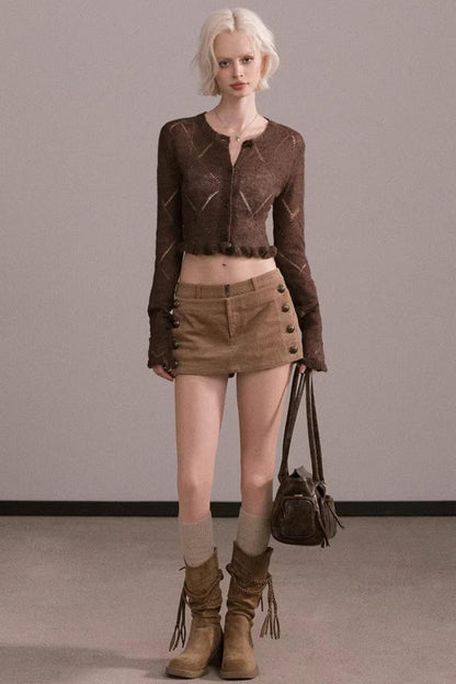 Coffee Argyle Knit Sweater