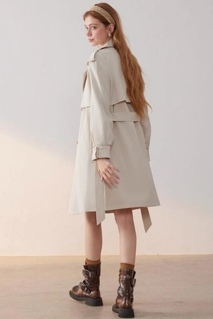Beige Collar Trench Coat