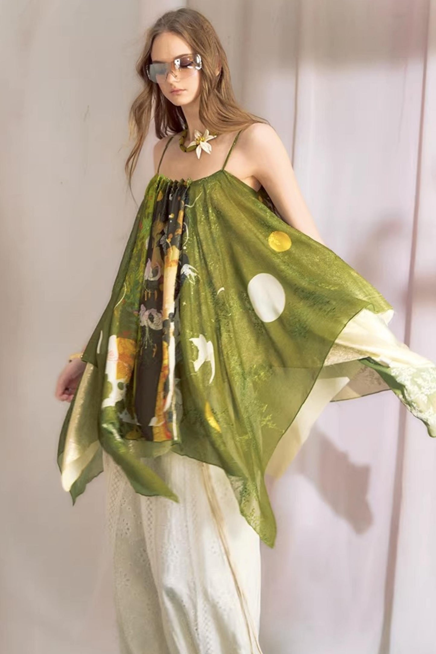 Hand-Painted Chiffon Camisole Top