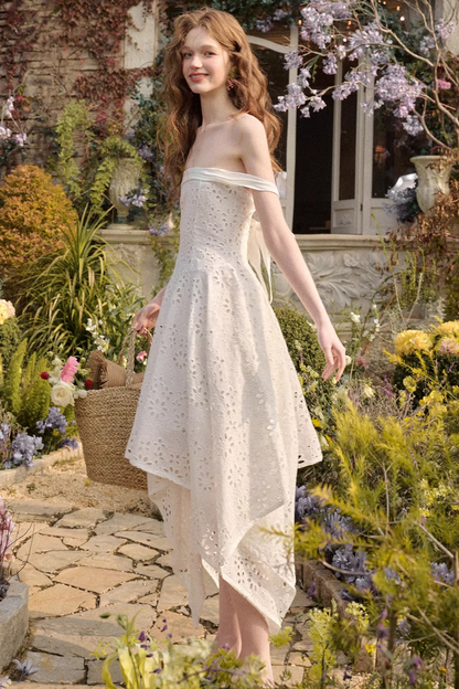 Elegantes asymmetrisches Baumwollkleid