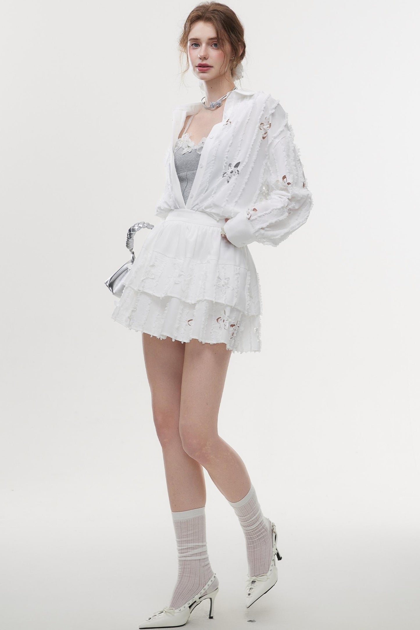 French Style Hollow Floral Two-Piece Set-Up