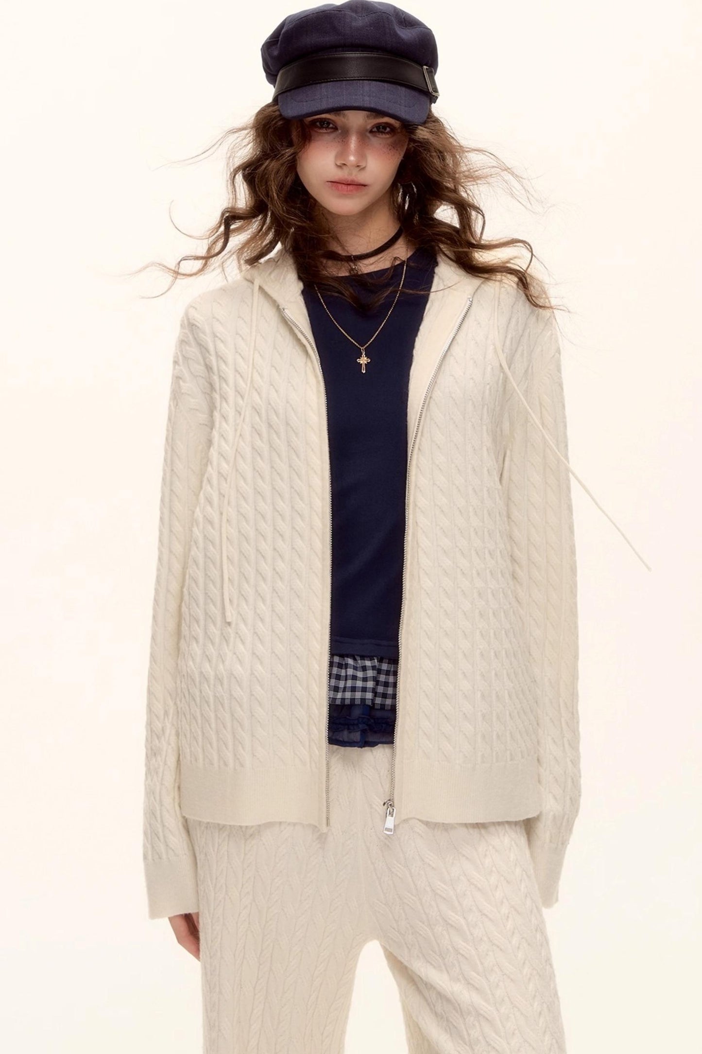 Wool Twist Hooded Knit Set-Up