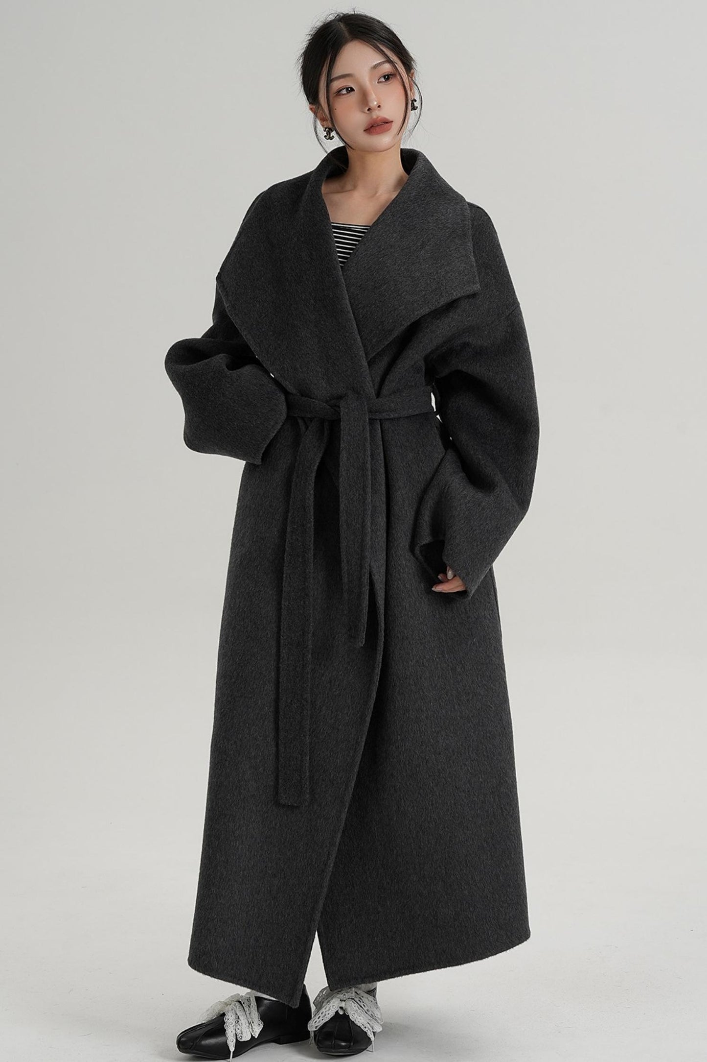 Large Lapel Long Wool Coat