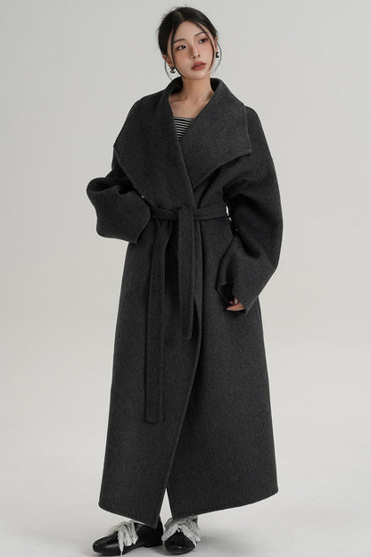 Large Lapel Long Wool Coat