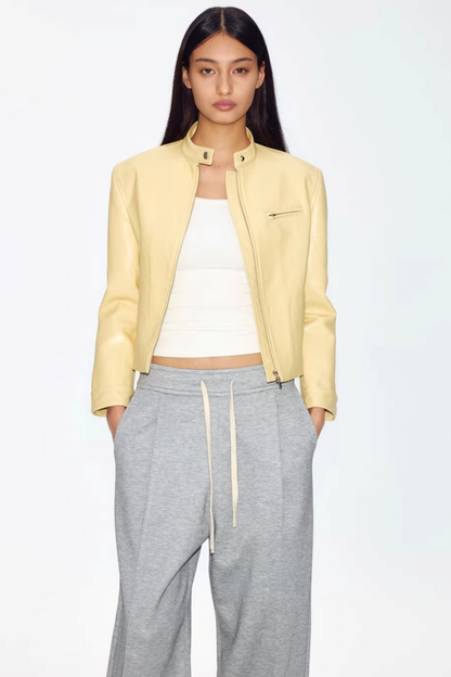 Retro Yellow Leather Jacket