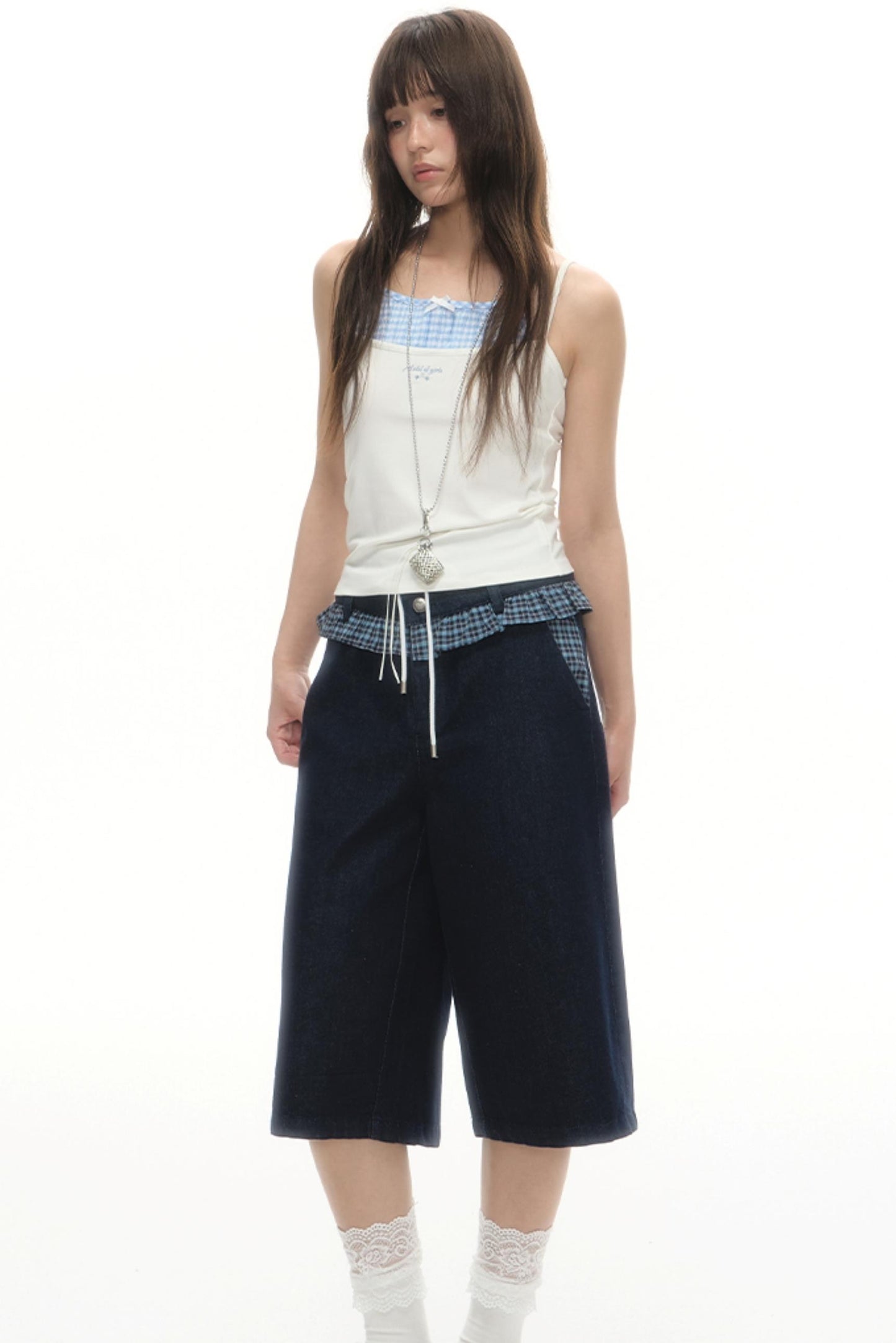 Faux Two-Strap Bow Tie Top