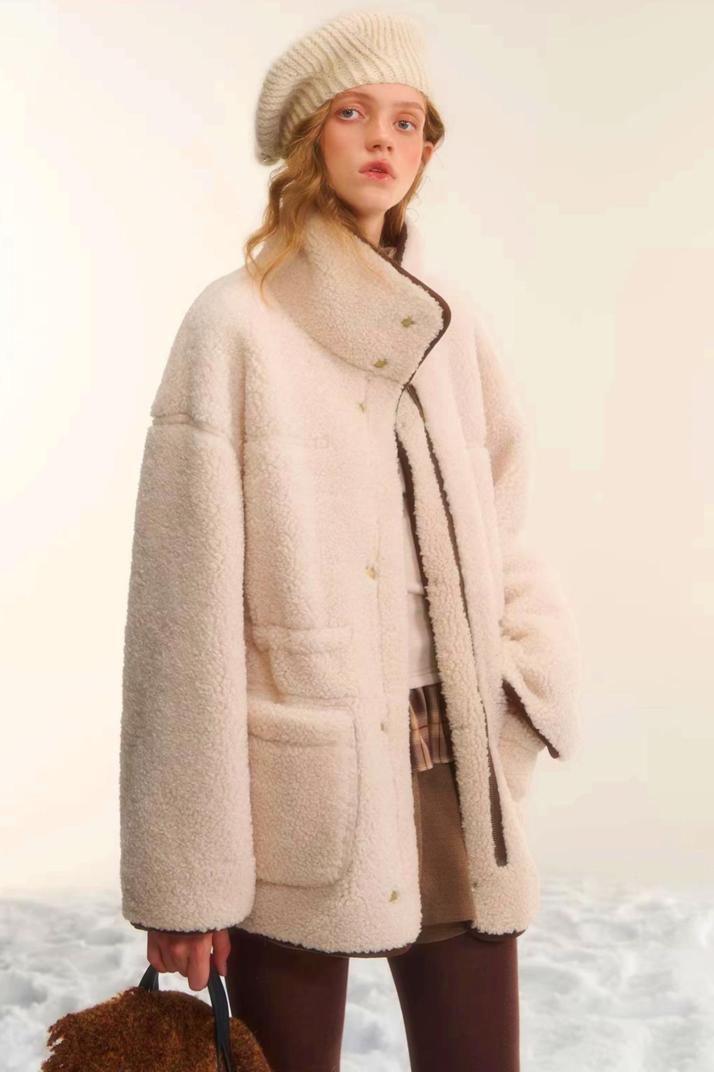 Reversible Lamb Wool Biker Jacket