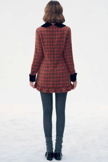 Red Plaid Velvet Doll Dress