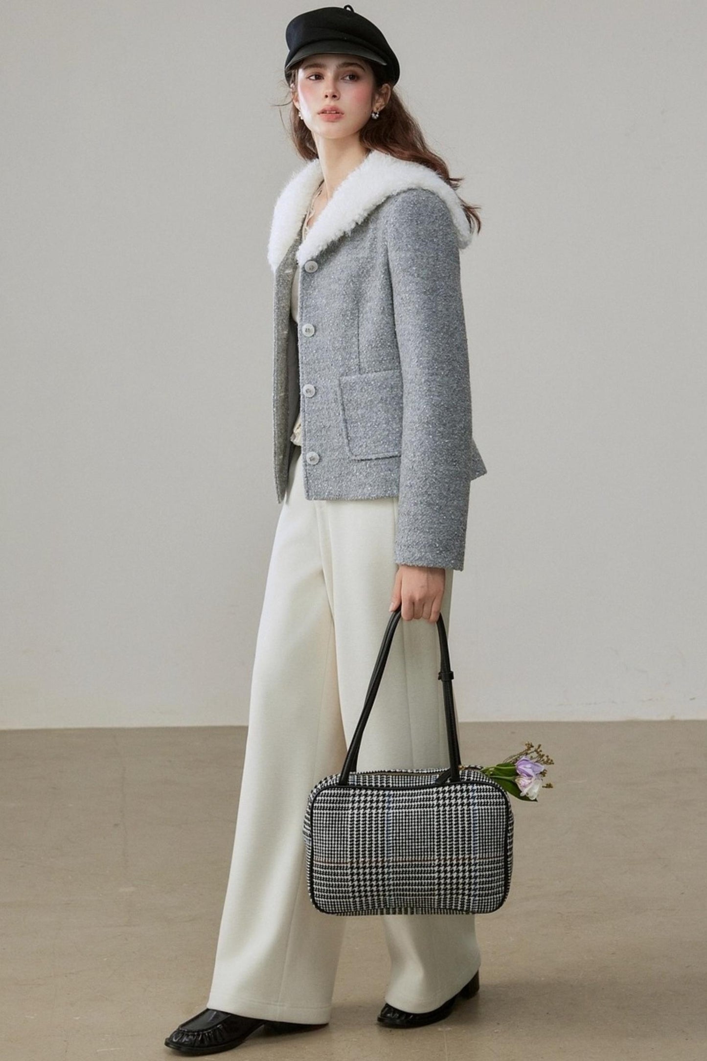 High-Waisted Velvet Wide-Leg Pants