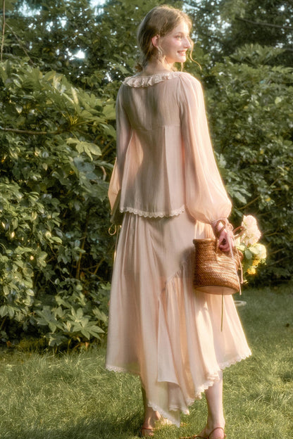 Elegant Vintage Tencel Air Fabric Two-Piece Set-Up