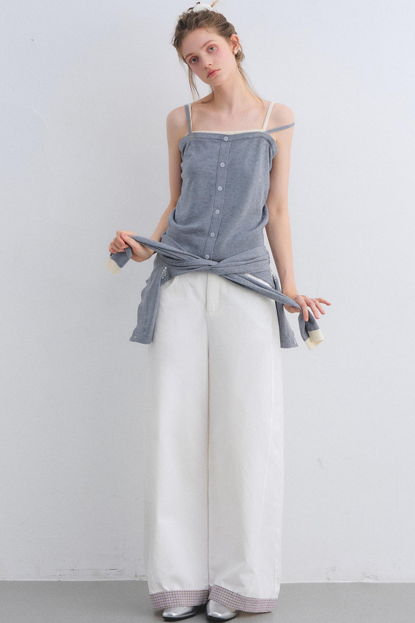 Plaid Patchwork High-Waisted Pants