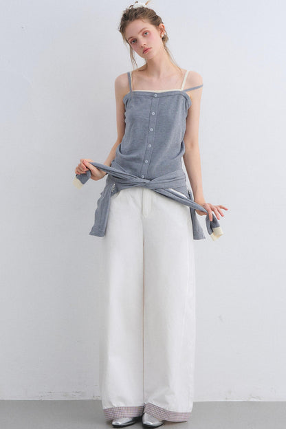 Plaid Patchwork High-Waisted Pants