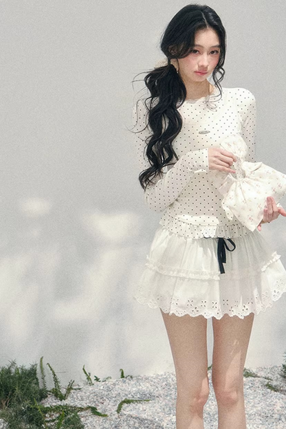 Polka Dot Two-Piece Blouse