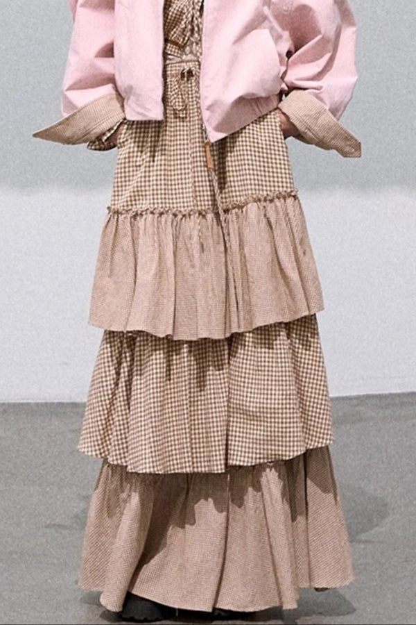 Preppy Cotton Strappy Cake Skirt Set-Up