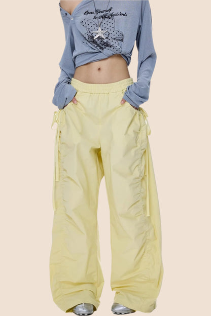 American Yellow Wide Leg Cargo Pants