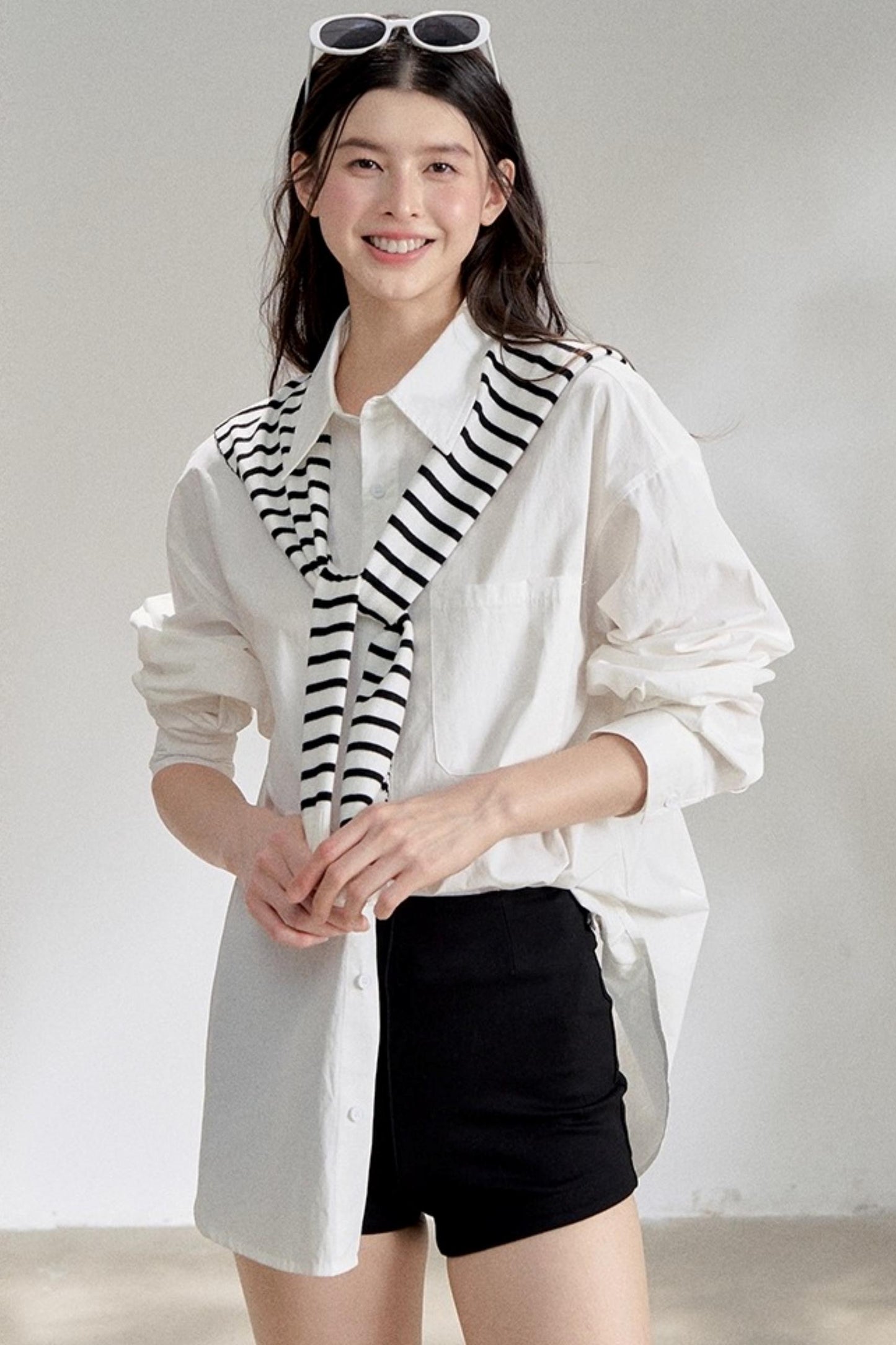 White Striped Oversize Shirt