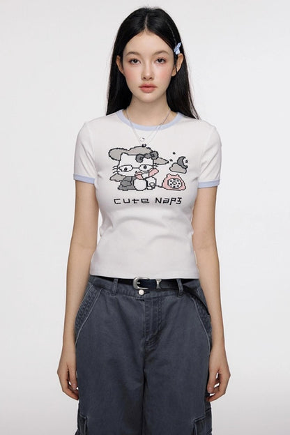 Original Cartoon Print Crop Top