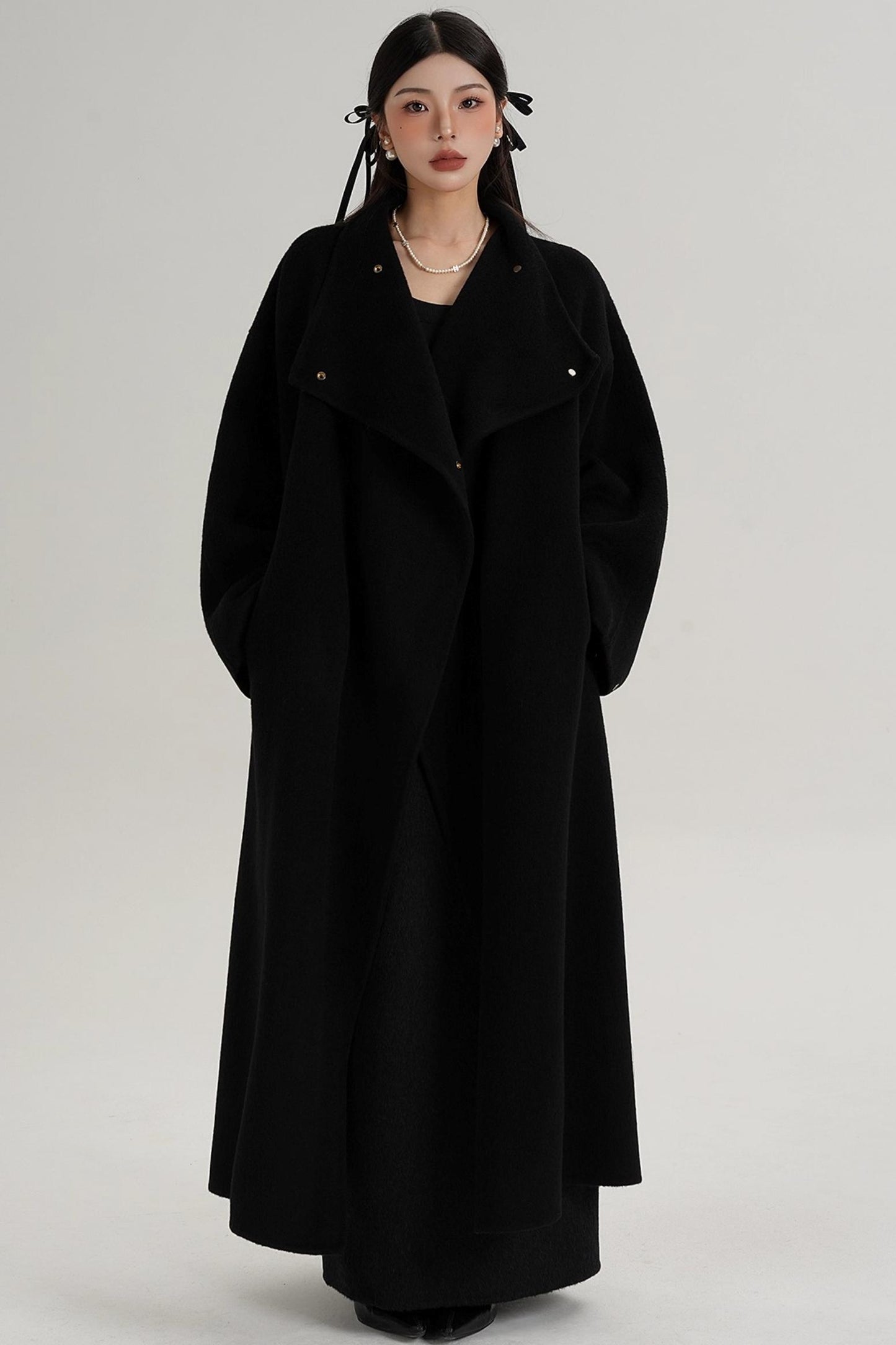Stand-Up Collar Elongated Wool Coat