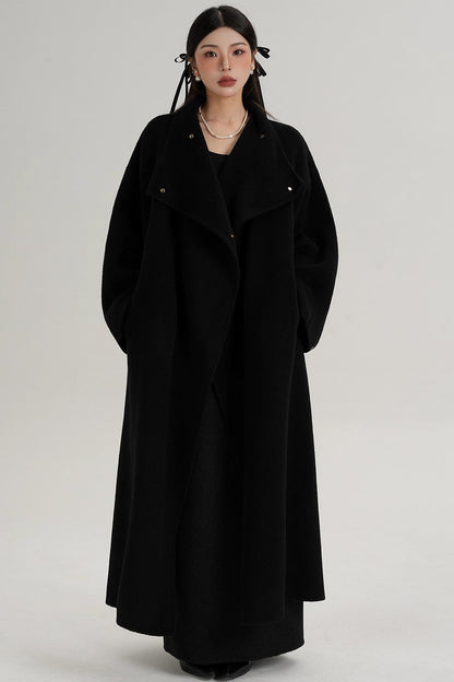 Stand-Up Collar Elongated Wool Coat