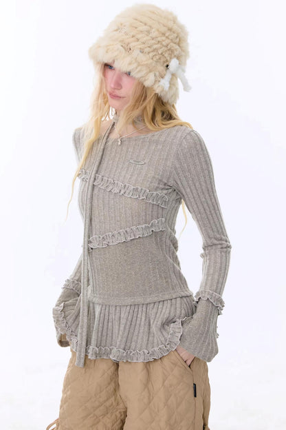 Retro Ruffled Knit Top