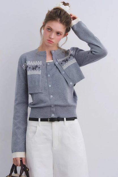 Gray Wool Cardigan Set