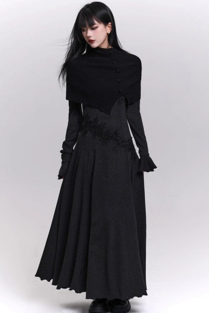 Gray Off-Shoulder Knitted Dress