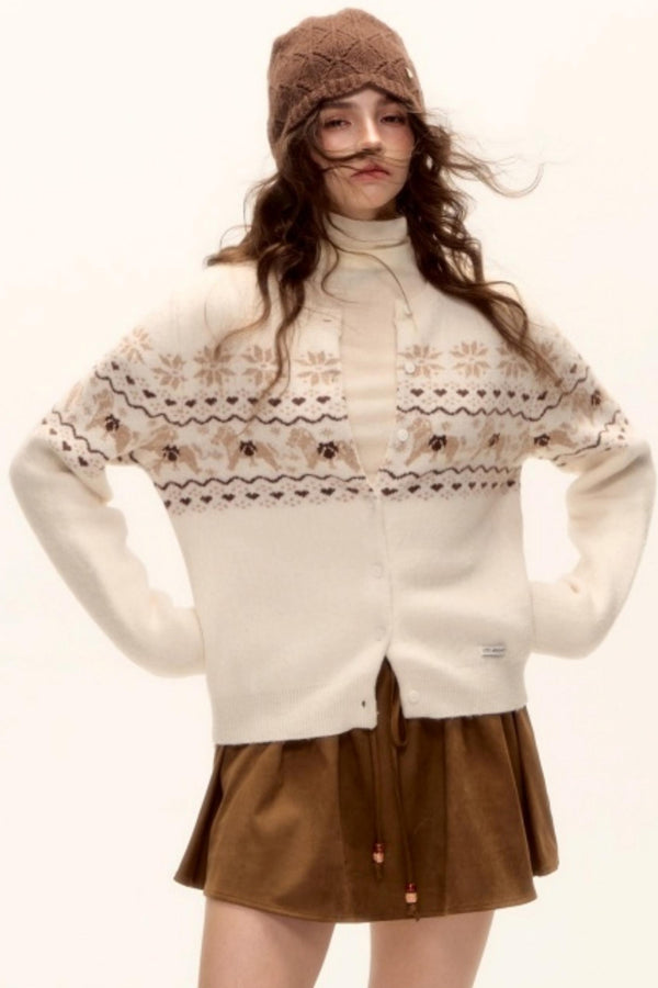 Fair Isle Wool Cardigan Set-Up