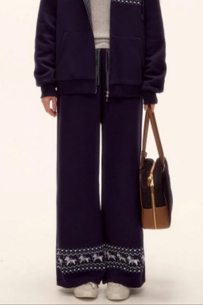 Fair Isle Quilted Jacket Pants Set-Up