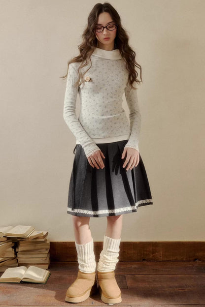 Floral Knit Long-Sleeve Top