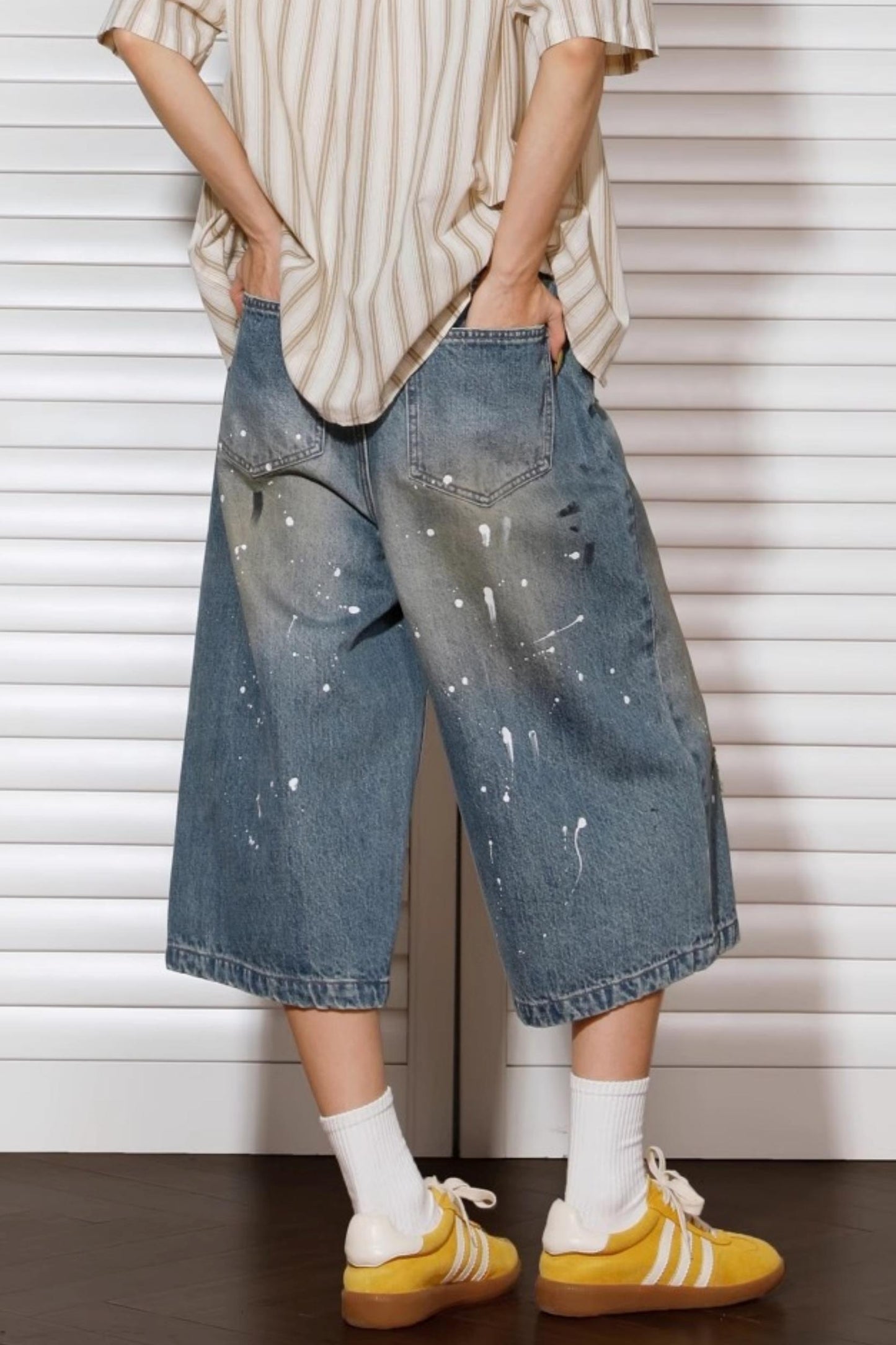 Vintage Denim Wide-Leg Shorts