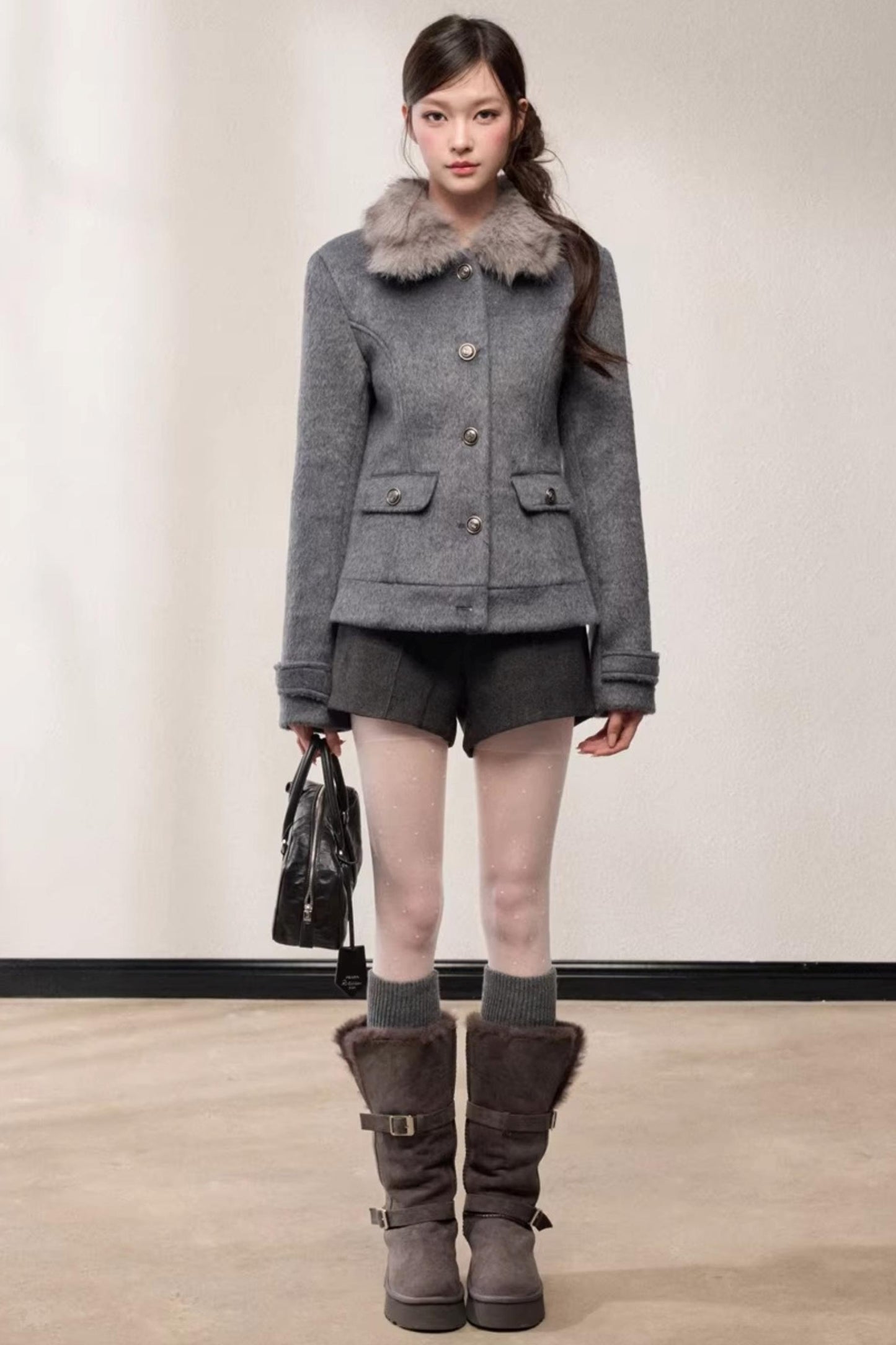 Single-Breasted Woolen Jacket