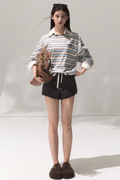 Contrasting Striped Cotton Top