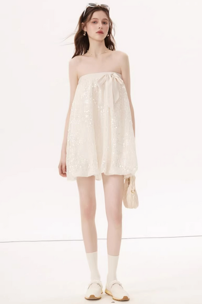 Sequined Bow Skirt Suit Set-Up