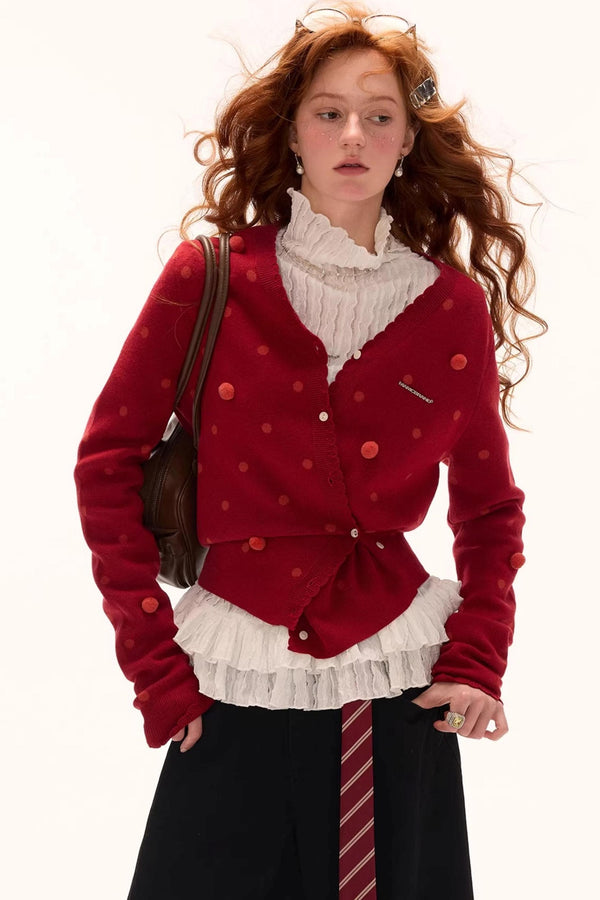 Polka Dot Asymmetrical Cardigan
