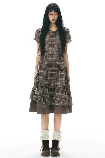 Hand-Woven Plaid Button Phone Chain