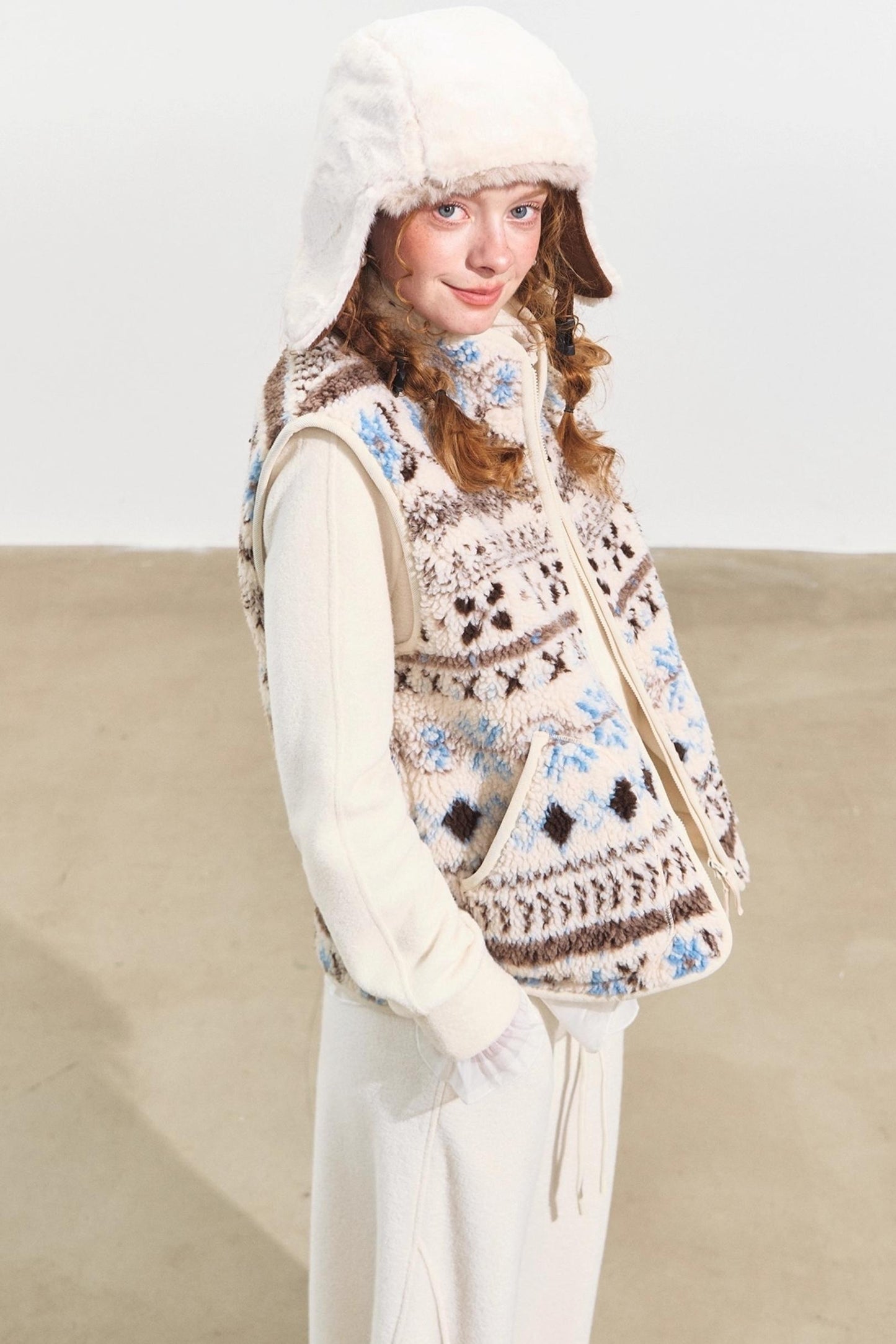 Fair Isle Jacquard Fleece Vest