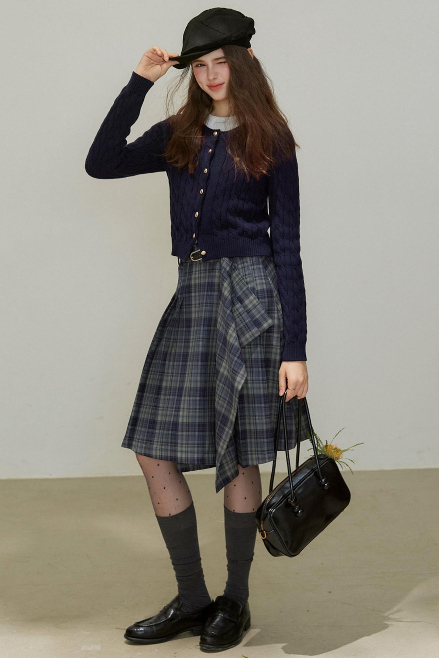 Crew-Neck Knitted Cardigan