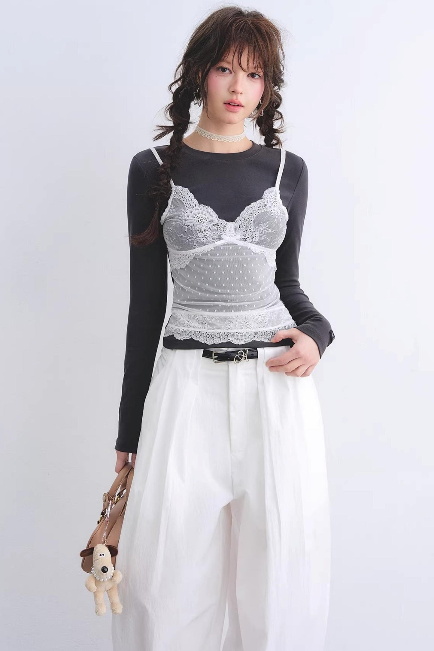 Lace Spliced Vintage Top