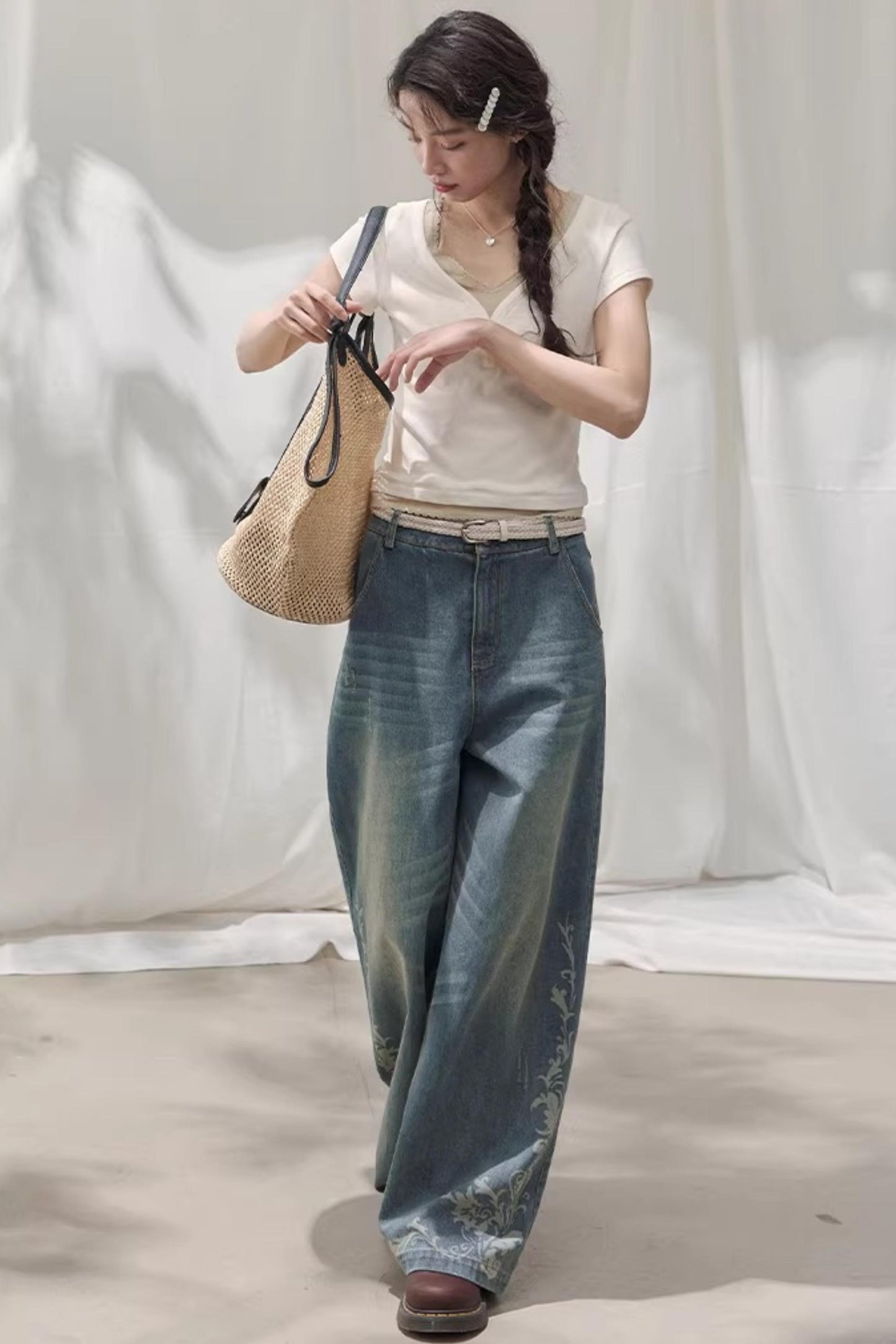 Laser Embossed Vintage Jeans
