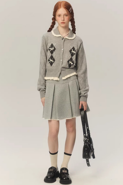 Retro Diamond Knit Cardigan