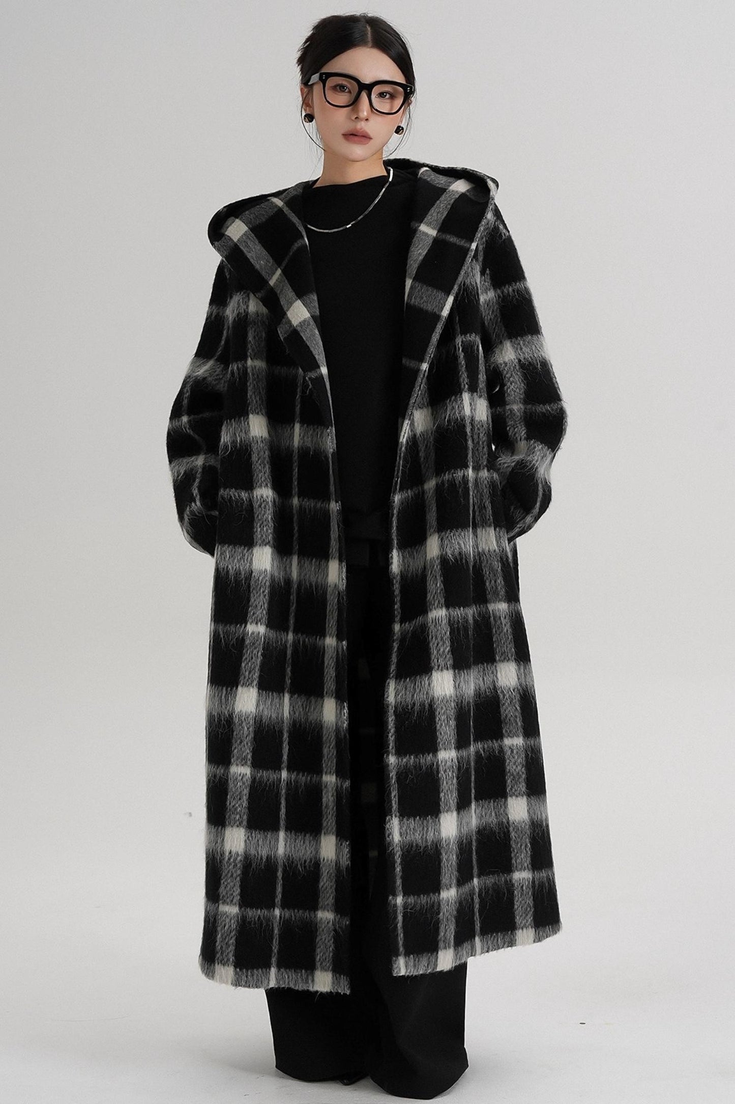 Plaid Alpaca Wool Coat