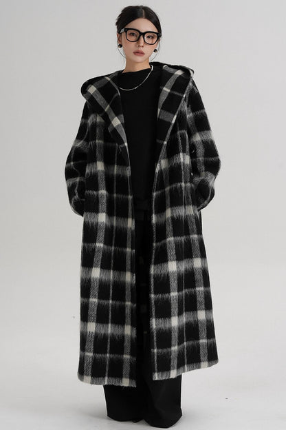 Plaid Alpaca Wool Coat