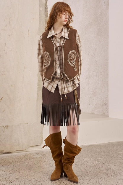 Vintage Distressed Plaid Shirt