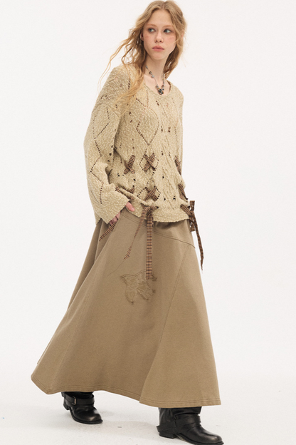 Strappy Quilted Hollow Sweater