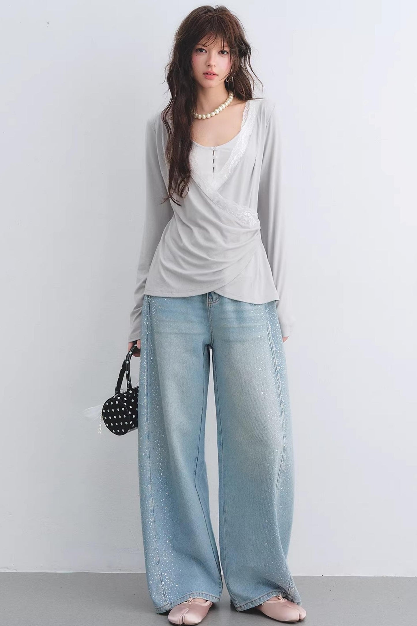 Lyocell Rhinestone Scimitar Pants